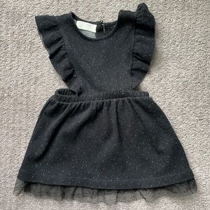 Baby Zara black, Swiss dot dress with lace detail.